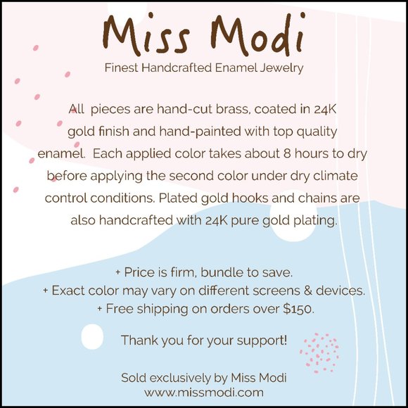 Handcrafted Inu Hariko Enamel Stud Earrings - Picture 3 of 3